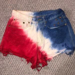 Red White And Blue Denim Shorts 